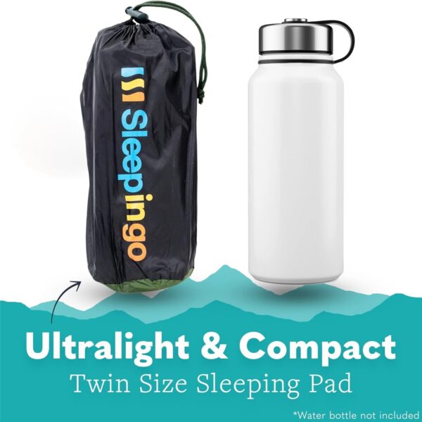 Sleeping Pad for Camping - Ultralight Sleeping Mat for Camping, Backpacking, Hiking - Lightweight, Inflatable Air Mattress - Compact Camping Mats for Sleeping- Green, 1pk - Image 6