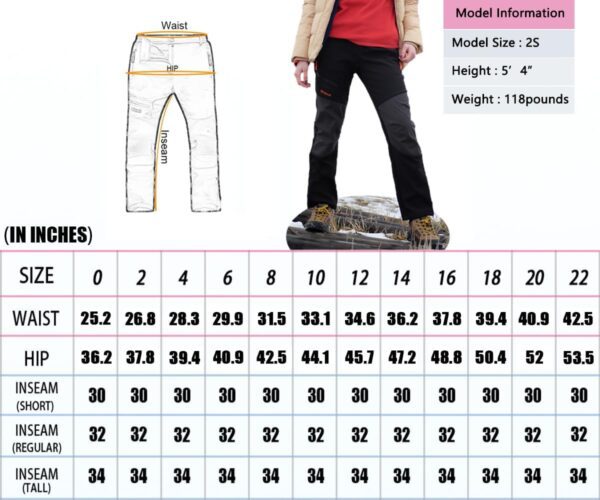 Postropaky Womens Outdoor Snow Ski Pants Waterproof Hiking Insulated Softshell Pants Snowboard Zipper Bottom Leg - Image 6