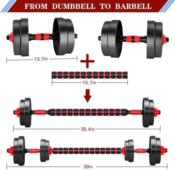 Adjustable-Dumbbells-Sets,Free Weights-Dumbbells Set of 2 Convertible To Barbell A Pair of Lightweight for Home Gym,Women and Men Equipment - Image 3