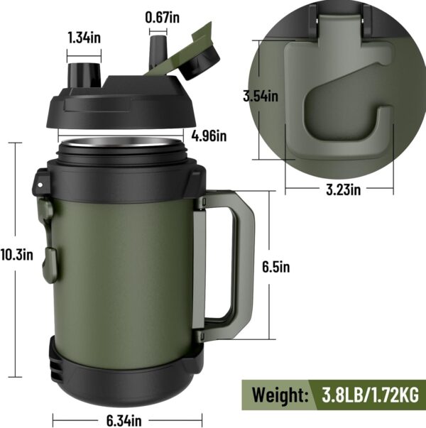 1 gallon water jug, 128 oz Large Insulated Stainless Steel Sports Water Jug, Large Triple Wall Vacuum Insulation Water Bottle-Keeps Cold up to 48 Hrs-Sweat Proof, for Gym, Hiking & Camping - Image 8