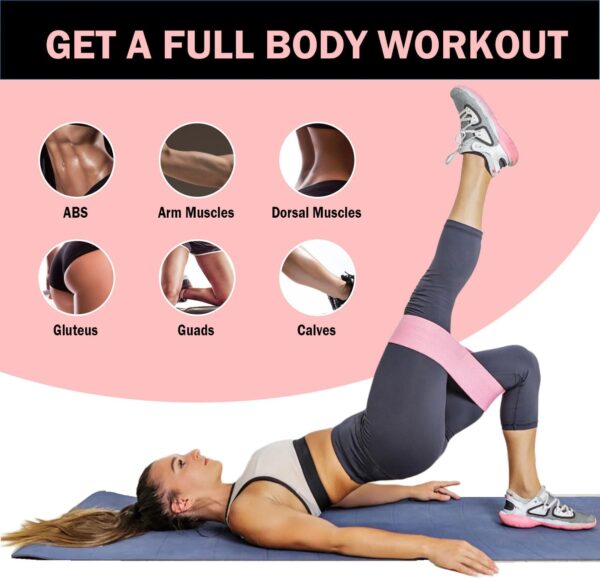 Non-Slip Fabric Resistance Bands for Working Out, Loop Exercise Bands for Booty Leg, Butt, Glute, Stretch Workout Bands for Women & Men, Hip Elastic Bands for Home Gym Fitness, Yoga, Pilates - Image 4