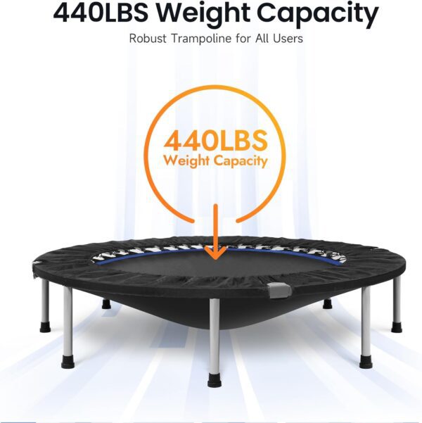 BCAN 40/48" Foldable Mini Trampoline Max Load 330lbs/440lbs, Fitness Rebounder with Adjustable Foam Handle, Exercise Trampoline for Adults Indoor/Garden Workout - Image 3