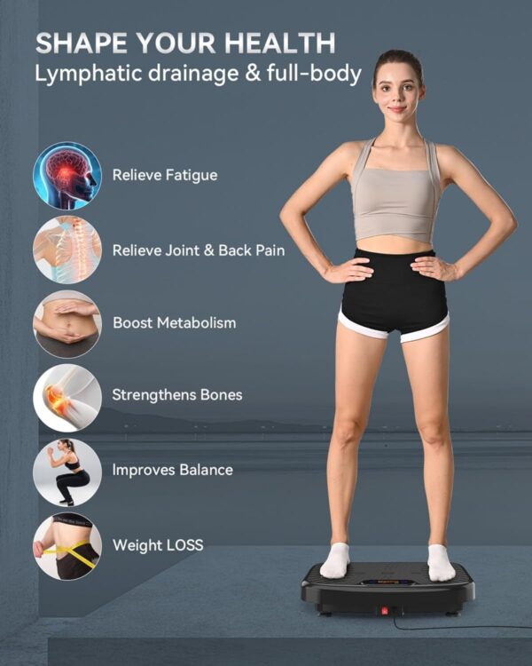Vibration Plate Exercise Machine, Vibration Plate Platform for Lymphatic Drainage, 200 Adjustable Speeds Power Shaping Waver Vibrating Plate Helps Weight Loss, Shaping, Max Weight 450 Lbs - Image 5