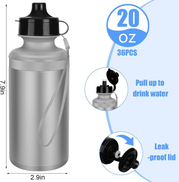 Zubebe 36 Pcs Sports Water Bottles Bulk Bpa-free 20 oz Squeeze Plastic Water Bottle with Nylon Strap Blank DIY Sport Cups for School Party Thanks Gift Outdoor Football Sport Fitness - Image 2