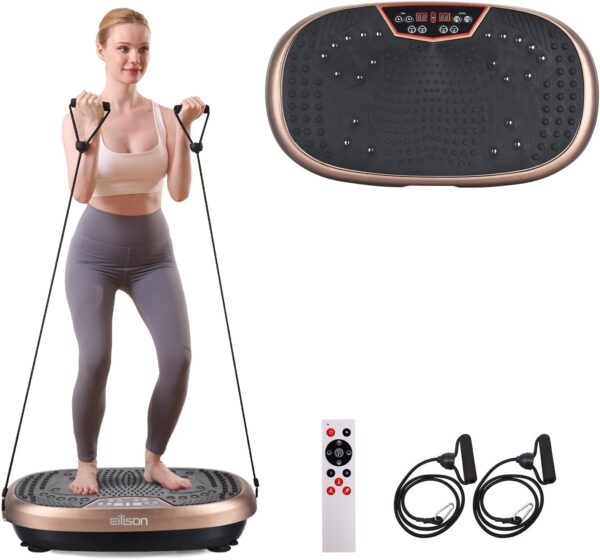 EILISON FitMax 3D XL Vibration Plate Exercise Machine - Whole Body Workout Vibration Platform w/Loop Bands - Lymphatic Drainage Machine for Weight Loss, Shaping, Wellness, Recovery