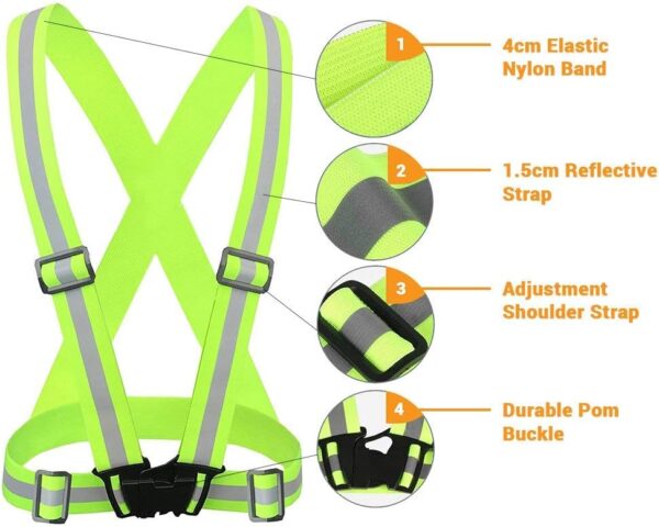 Reflective Vest Running Gear 2Pack, High Visibility Adjustable Safety Ves for Night Cycling,Hiking, Jogging,Dog Walking - Image 2