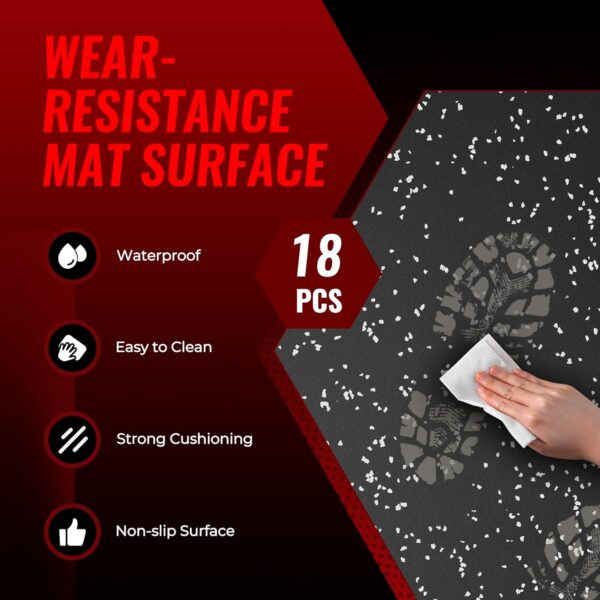 SUPERJARE 0.79'' Extra-Thick Exercise Equipment Mats, 18 Pcs 72 Sq Ft Rubber Top Floor Tiles with High Density EVA Foam, Interlocking Gym Flooring for Home Gym, Workout Mat, Black/Grey - Image 7