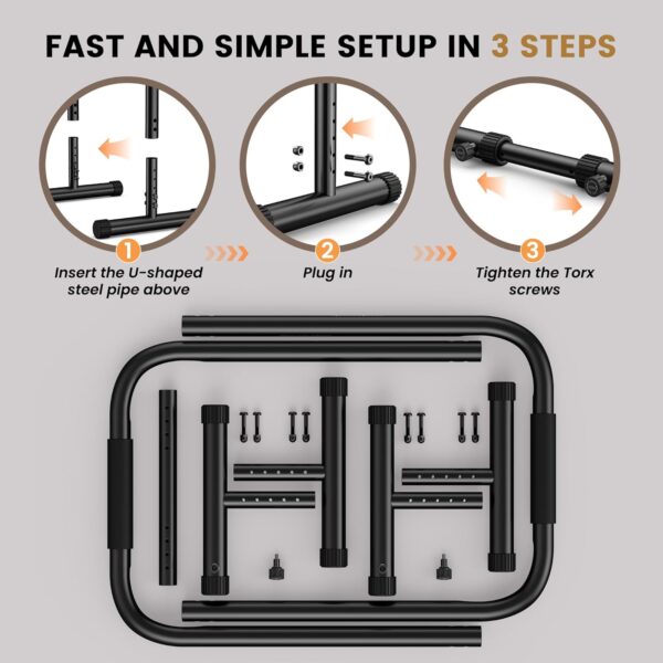 Sportsroyals Dip Bar, Adjustable Parallel Bars for Home Workout, Dip Station with (300/400/1200LBS) Loading Capacity - Image 9