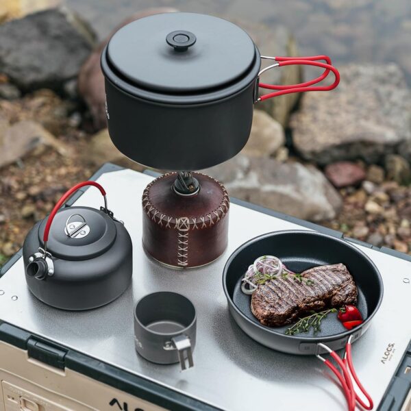 Alocs Camping Cookware Set Camping Gear, Compact Camping Pots and Pans Set, Durable Hard Alumina Camping Cooking Set for Outdoor Backpacking Camping Hiking Picnic, Included Mesh Carry Bag. - Image 7
