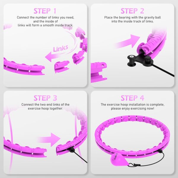 Weighted Hula Circle with 26 Links(56 Inch) for Adults Weight Loss, Infinity Fitness Hoop Plus Size, for Women Smart Exercise Equipment - Image 7