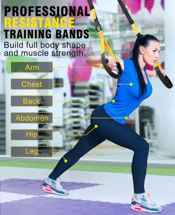 Home Resistance Training Kit, Resistance Trainer Fitness Straps for Full Body Workout, Bodyweight Resistance Bands with Handles, Door Anchor, Heavy Duty Exercise Bands for Home Gym Workout Equipment - Image 7