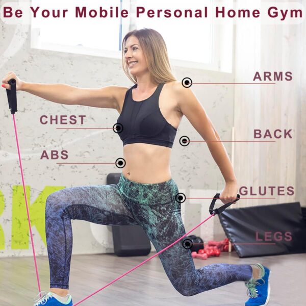 Resistance Bands with Handles, Single Resistance Bands, Exercise Bands with Handles, for Resistance Training, Physical Therapy, Home Workouts, Fitness, Pilates - Image 3