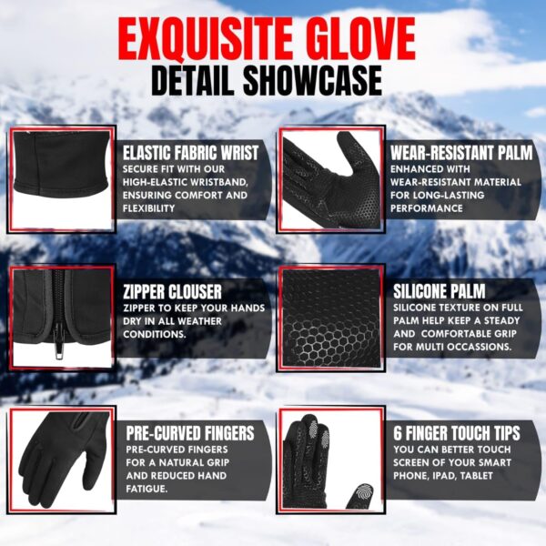 Winter Gloves for Men Women,Windproof Touchscreen Anti-Slip Cold Weather Warm Gloves for Cycling,Driving,Running - Image 5