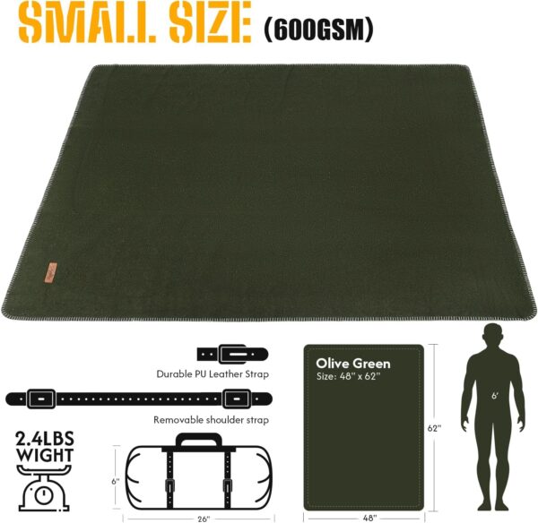 100% Wool Blanket, 48" x 62", Warm, Thick, Washable, Military Wool Blanket, Great for Camping, Outdoors, Sporting Events, Survival Kits - Image 4