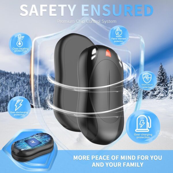 2 Pack Hand Warmers Rechargeable, 6000mAh AI Smart Chips Hand Warmers, Long Lasting Portable Heater for Christmas Xmas, Golf, Hunting Gear, Camping Accessories - Image 4