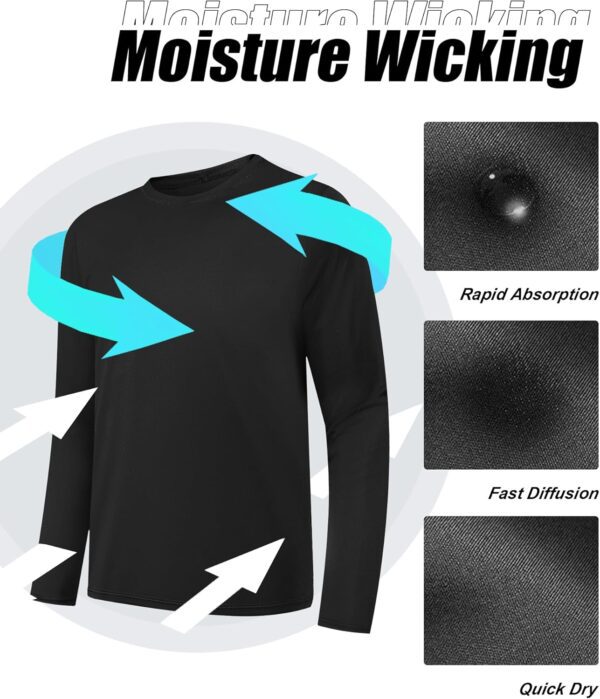 OYGSieg 6 Pack Long Sleeve Shirts for Men Moisture Wicking UPF SPF Sun Protection Tee Shirts Workout T Shirts Casual - Image 3
