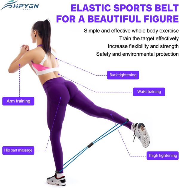 Resistance Bands, Figure 8 Exercise Bands for Women Men, 8 Shaped Resistance Bands for Arms, Chest Expander, Yoga Gym Fitness Pulling Rope 8 Word Elastic for Exercise Muscle Training Tubing - Image 2