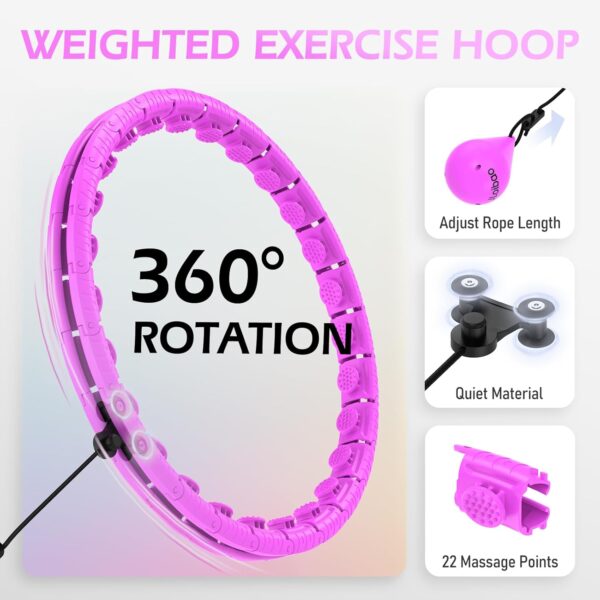 Weighted Hula Circle with 26 Links(56 Inch) for Adults Weight Loss, Infinity Fitness Hoop Plus Size, for Women Smart Exercise Equipment - Image 3