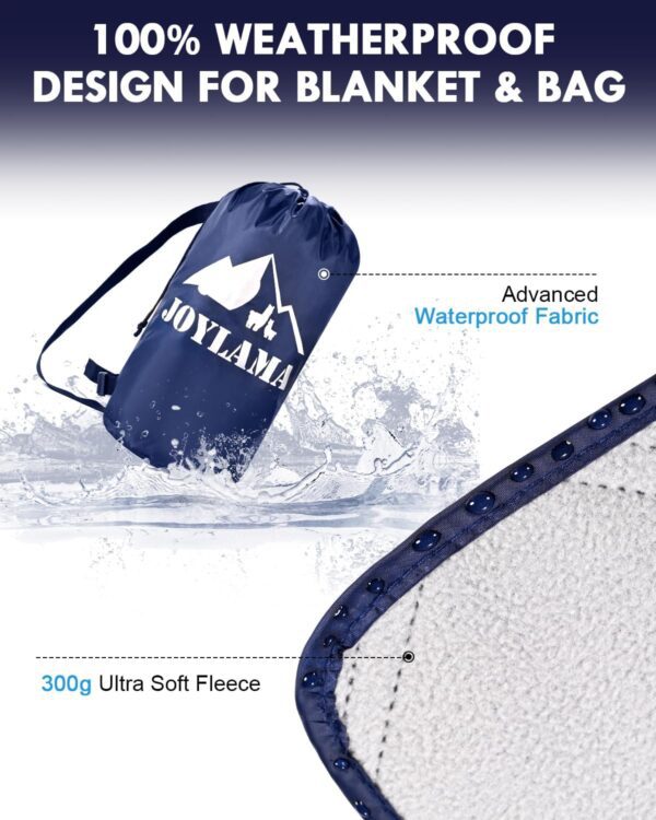 Outdoor Camping Blanket, Fleece Waterproof Stadium Blanket with Protable Bag, Lightweight Camping Blanket for Cold Weather, Sports, Pet, Beach, Picnic, Stadium, Travel, Car, 79 * 54inch - Image 3