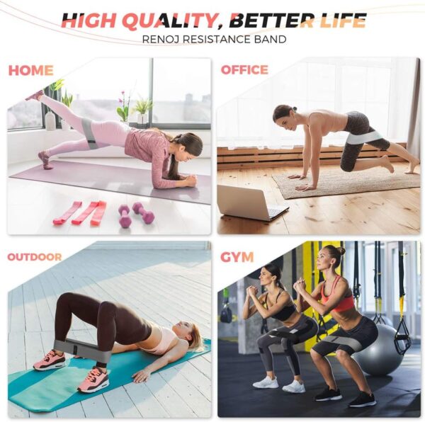 Renoj Resistance Bands, Exercise Workout Bands for Women and Men, 3 Set of Stretch Bands for Booty Legs, Pilates Flexbands - Image 6