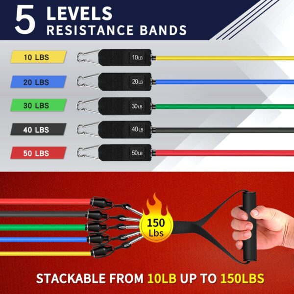 WHATAFIT Resistance Bands, Exercise Bands，Resistance Bands for Working Out, Work Out Bands with Handles for Men and Women Fitness, Strength Training Home Gym Equipment - Image 4