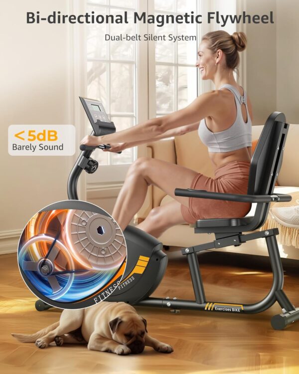 JEEKEE Recumbent Exercise Bike for Adults Seniors - Indoor Magnetic Cycling Fitness Equipment for Home Workout Black - Image 3