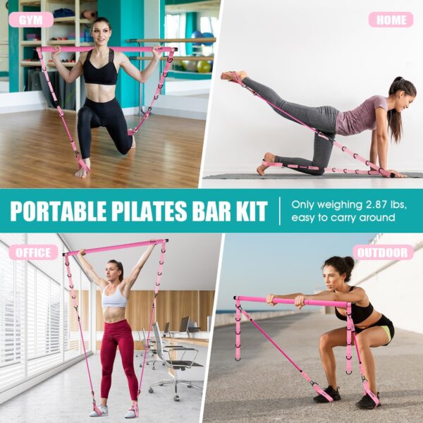 Pilates Bar Kit with Resistance Bands, Pilates Workout Equipment for Legs, Hip, Waist, Arm, Squats Exercise Equipment for Home Workouts, Adjustable 3-Section Pilates Bar Kit for Women & Men - Image 5
