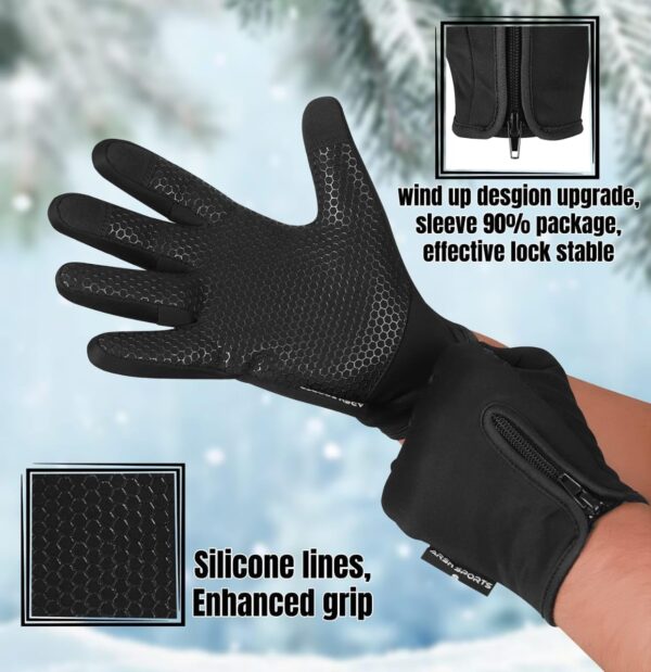 Winter Gloves for Men Women,Windproof Touchscreen Anti-Slip Cold Weather Warm Gloves for Cycling,Driving,Running - Image 3