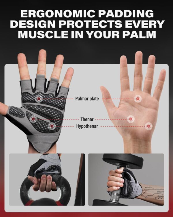 VINSGUIR Workout Gloves for Men and Women, Weight Lifting Gloves with Excellent Grip, Lightweight Gym Gloves for Weightlifting, Cycling, Exercise, Training, Pull ups, Fitness, Climbing and Rowing - Image 4