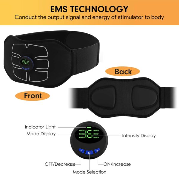 MarCoolTrip MZ ABS Stimulator,Ab Machine,Abdominal Toning Belt Workout Portable Ab Stimulator Home Office Fitness Workout Equipment for Abdomen Black - Image 5