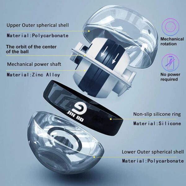 Wrist Trainer Ball Auto-Start Wrist Strengthener Gyroscopic Forearm Exerciser Gyro Ball for Strengthen Arms, Fingers, Wrist Bones and Muscles - Image 6