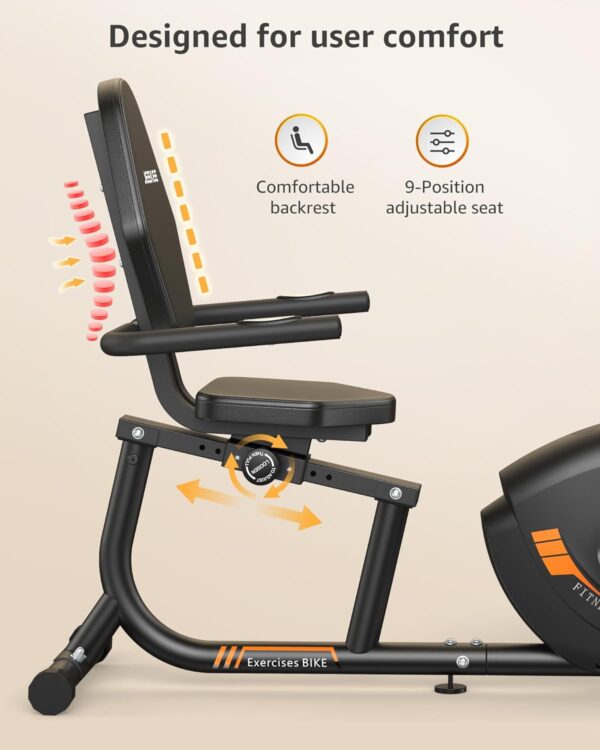 JEEKEE Recumbent Exercise Bike for Adults Seniors - Indoor Magnetic Cycling Fitness Equipment for Home Workout Black - Image 5