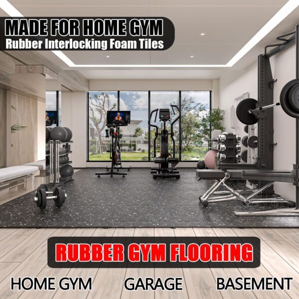 0.6 Inch Thick 72 Sq Ft Rubber Gym Flooring for Home Gym Mat,18 Tiles Interlocking EVA Foam Rubber Flooring Tiles, Heavy Weight Workout Rubber Floor Tile Mat, Puzzle Exercise Equipment Mat 24 x 24 in - Image 3