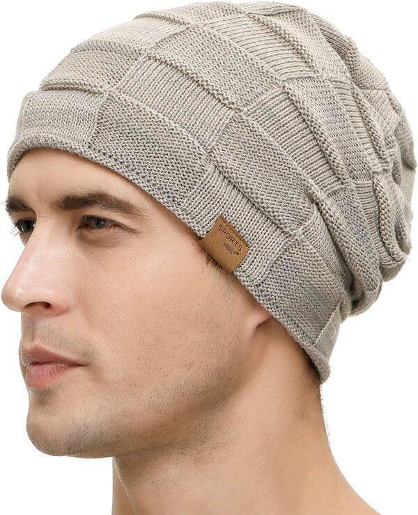 Vgogfly Slouchy Beanie for Men Winter Hats for Guys Cool Beanies Mens Lined Knit Warm Thick Skully Stocking Binie Hat - Image 3