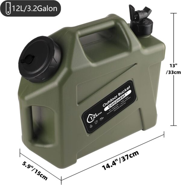 3.2 Gallon/5 Gallon Water Containers with Spigot, BPA Free Water Jug, Military Green Water Tank, Multifunction Water Storage Containers for Camping Outdoor Hiking,Emergency Stroage - Image 3