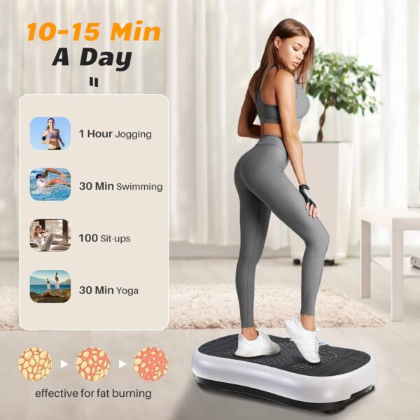 Bigzzia Vibration Plate Exercise Machine 10 Modes Whole Body Workout Vibration Fitness Platform w/ Loop Bands Jump Rope Bluetooth Speaker Home Training Equipment for Weight Loss & Toning - Image 2