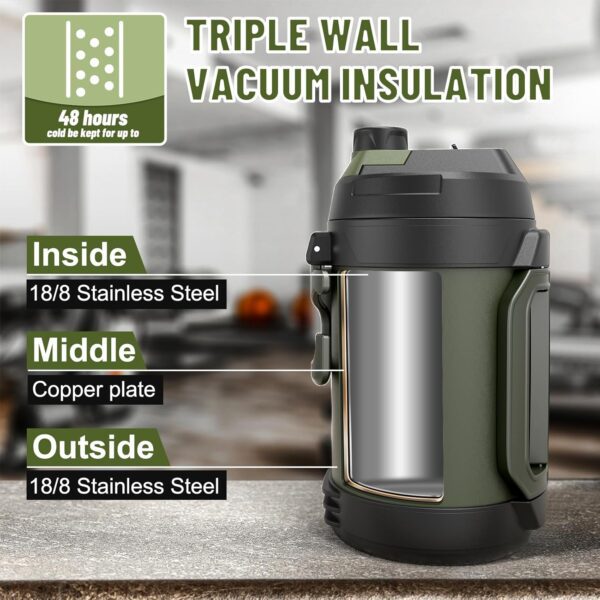 1 gallon water jug, 128 oz Large Insulated Stainless Steel Sports Water Jug, Large Triple Wall Vacuum Insulation Water Bottle-Keeps Cold up to 48 Hrs-Sweat Proof, for Gym, Hiking & Camping - Image 6
