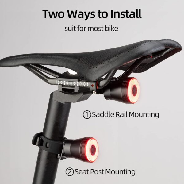 ROCKBROS Bike Tail Light Smart,Brake Sensing Bicycle Rear Lights for Night Ride,Ultra Bright LED Back Lights,Type C USB Rechargeable,IPX6 Waterproof,Cycling Safety Taillight Accessories - Image 6