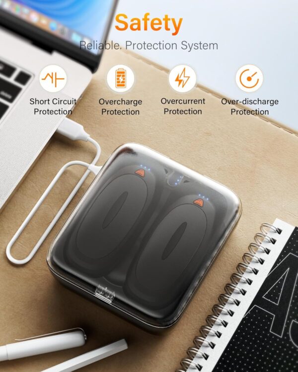 AI Hand Warmers Rechargeable 14000mAh with Charging Case, SUMAROK 2 Pack Portable HandWarmers, Reusable Electric Pocket Heater for Hunting, Camping Gear, Golf, Outdoors, Gifts for women, men, Raynauds - Image 6