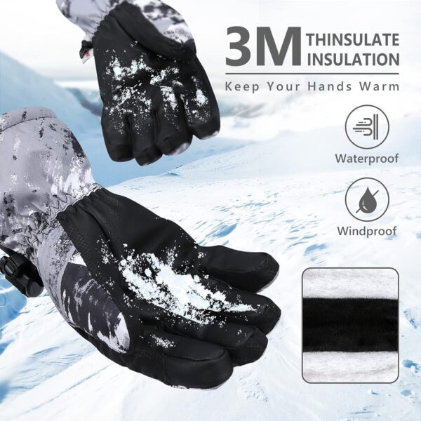 Ski Gloves, Warmest Waterproof and Breathable Snow Gloves for Cold Weather, Fits Both Men & Women,for Parent Child Kids Outdoor - Image 3
