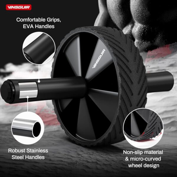 Vinsguir Ab Roller Wheel - Ab Workout Equipment for Difficult Abdominal & Core Strength Training, Home Gym Fitness Equipment, Exercise Wheel for Men Women (Black) - Image 4