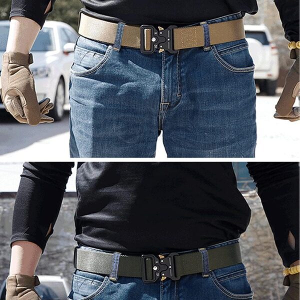 3-Pack Military Style Tactical Belts for Men, Quick-Release Metal Buckle with Molle Key Ring Holder - Image 7
