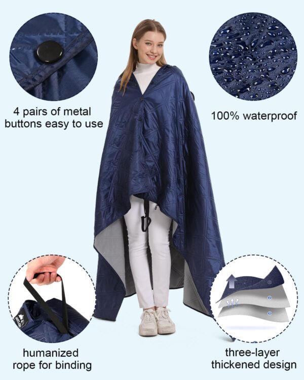 Outdoor Camping Blanket, Fleece Waterproof Stadium Blanket with Protable Bag, Lightweight Camping Blanket for Cold Weather, Sports, Pet, Beach, Picnic, Stadium, Travel, Car, 79 * 54inch - Image 5