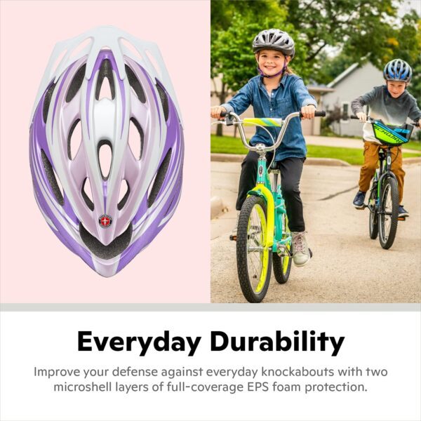 Schwinn Thrasher Bike Helmet for Youth Boys Girls Age 8-14 Years Old, Suggested Fit 55-58cm, Lightweight Microshell Design with Adjustable Side & Chin Strap, CPSC Safety Certified, Sleek, Sporty Style - Image 5