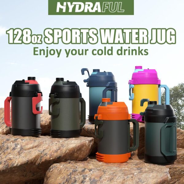 1 gallon water jug, 128 oz Large Insulated Stainless Steel Sports Water Jug, Large Triple Wall Vacuum Insulation Water Bottle-Keeps Cold up to 48 Hrs-Sweat Proof, for Gym, Hiking & Camping - Image 7