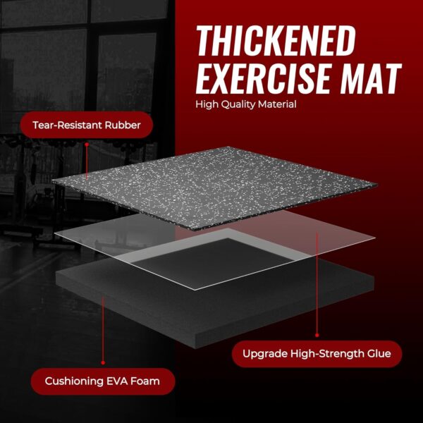 SUPERJARE 0.79'' Extra-Thick Exercise Equipment Mats, 18 Pcs 72 Sq Ft Rubber Top Floor Tiles with High Density EVA Foam, Interlocking Gym Flooring for Home Gym, Workout Mat, Black/Grey - Image 9