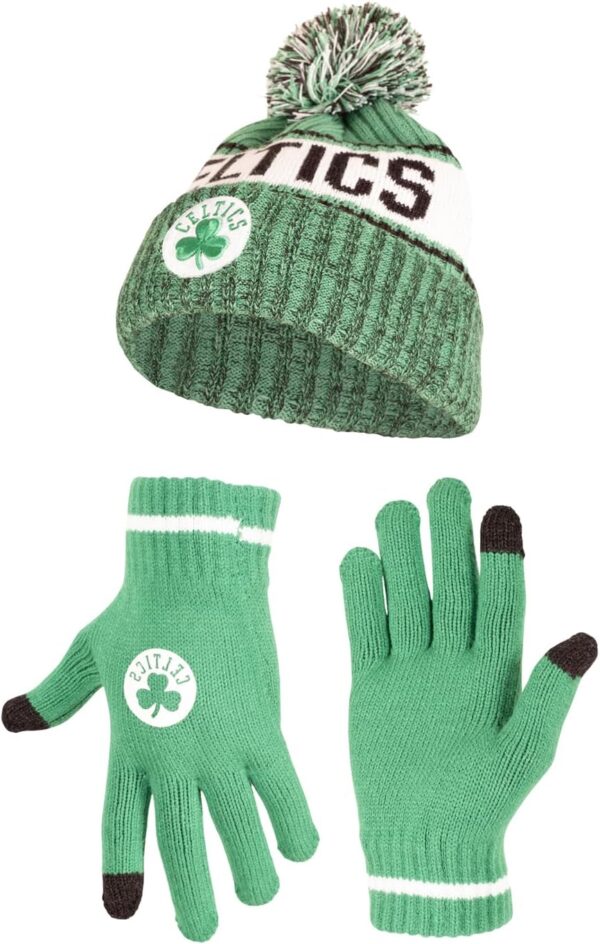 Ultra Game Adult's Unisex NBA Official Super Soft Winter Beanie Knit Hat with Extra Warm Touch Screen Gloves