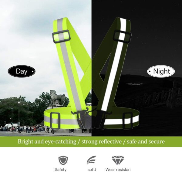 Reflective Vest Running Gear 2Pack, High Visibility Adjustable Safety Ves for Night Cycling,Hiking, Jogging,Dog Walking - Image 4
