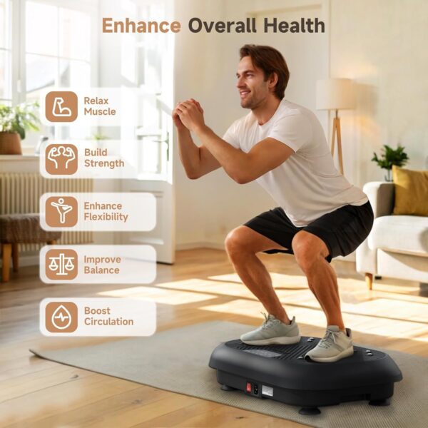 Vibration Plate Exercise Machine - Vibration Plate for Lymphatic Drainage, Whole Body Workout Equipment for Women Men Power Shaping Waver Vibrating Board at Home Gym Fitness Platform - Image 3