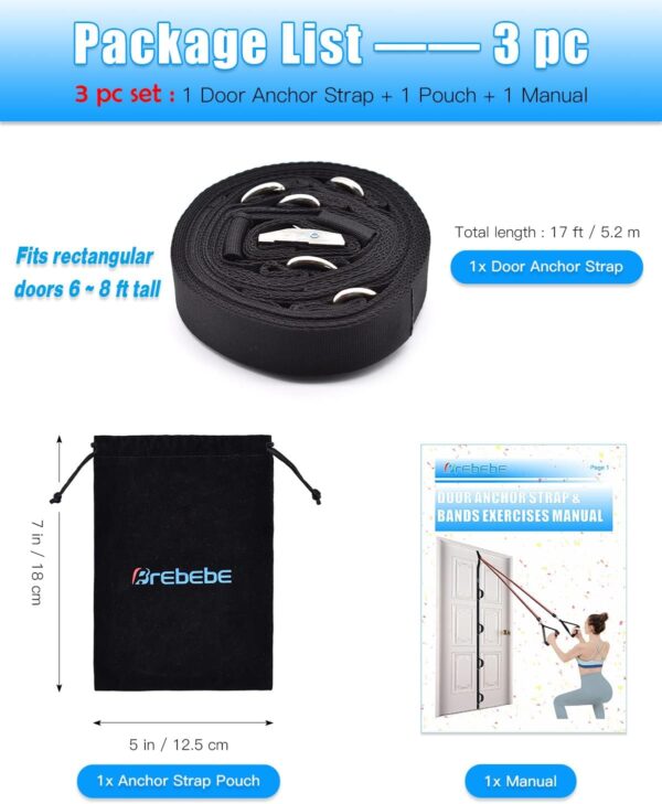 Brebebe Door Anchor Strap for Resistance Bands Exercises, Multi Point Anchor Gym Attachment for Home Fitness, Portable Door Band Resistance Workout Equipment, Easy to Install, Punch-Free, Nail-Free - Image 4